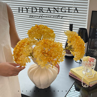 Fleur d'hortensia artificielle vintage en gros, tige d'hortensia en soie à bords brûlés pour décoration de mariage, arrangement floral pour vase domestique