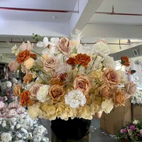 J-FRA028 Vente en gros de chemins de table en fleurs artificielles pour la décoration de mariage, chemins de table en fleurs de soie roses pour la cérémonie de mariage, décoration des allées