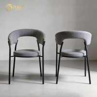 Chaise de salle à manger moderne certifiée CE ROHS FDA, avec coussin en tissu, pieds en métal, dossier ouvert en forme de baril, pour salle à manger, cuisine et maison