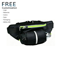 Ceinture de course réfléchissante imperméable grande capacité avec porte-bouteille en polyester pour la randonnée, le jogging, les voyages et les activités de plein air