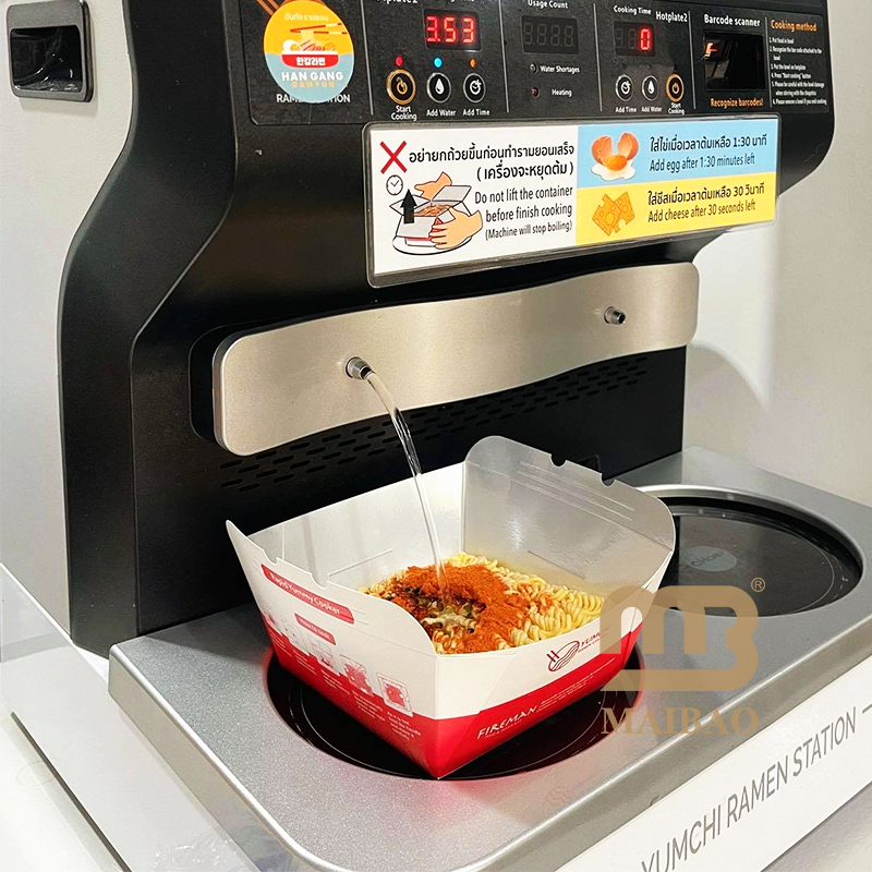 Изготовленный на заказ корейский DIY индукционный нагрев Лапши Рамэн бумажный лоток контейнер с покрытием из алюминиевой фольги для ресторана самообслуживания