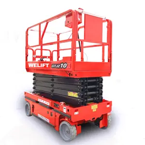 6-14M 320kg tự hành giàn giáo điện liftingself-driven Pin điện Scissor Lift cho Nhà kho và các tòa nhà sạch sẽ