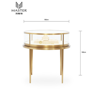 Vitrine de présentation de bijoux en acier inoxydable MASTER, étanche et anti-poussière, avec <span class=keywords><strong>comptoir</strong></span> en verre trempé circulaire pour usage commercial - Product Image 2