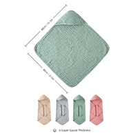 Toalla con Capucha de Fibra Botánica de 6 Capas, 80x80cm, 100% Algodón, Anti-Sobresalto, Transpirable, Certificación OEKO-TEX, CPC, REACH, Personalizable
