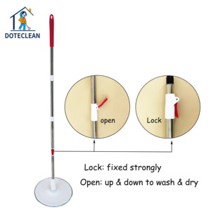 ถังไม้ถูพื้นแบบหมุนได้หัว ° 360ไมโครไฟเบอร์ด้ามแบนแบบแฮนด์ฟรีและด้ามจับหมุนได้ฟังก์ชั่นแห้งสะอาดสำหรับทำความสะอาดพื้น - Product Image 5