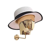 Nuevo Maniquí de Plástico Brillante con Cabeza Cromada para Exhibición de Sombreros en Pared