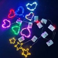 Lampe de noël Led bouton batterie boîte fil de cuivre lampe chaîne fleur gâteau décoration lumières colorées