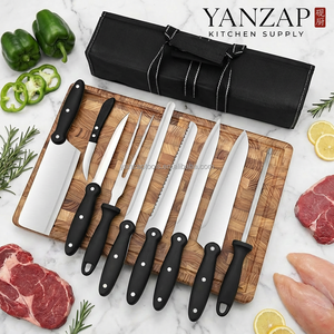 Juego <span class=keywords><strong>de</strong></span> <span class=keywords><strong>Cuchillos</strong></span> Completo <span class=keywords><strong>de</strong></span> Acero Inoxidable YanZap 5Cr15MoV <span class=keywords><strong>de</strong></span> 10 Piezas con Bolsa Enrollable, <span class=keywords><strong>Afilador</strong></span> y Mango Ergonómico Antideslizante <span class=keywords><strong>de</strong></span> ABS - Product Image 2