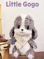 Peluche personnalisée Little Gogo Puppy avec écharpe tricotée, chien en peluche doux