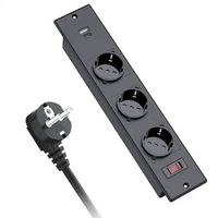 Multiprise encastrable de bureau Allemagne UE à 3 prises et 2 ports USB avec cordon d'alimentation de 2 m pour table de conférence