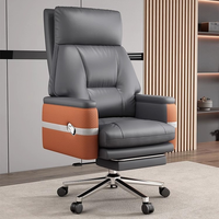 Chaise de bureau de direction de style moderne en cuir PU ergonomique pivotante à dossier haut de luxe avec repose-pieds