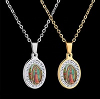Collier Vierge Marie personnalisé nouveau design Offre Spéciale de bijouterie Collier Madonna en acier inoxydable plaqué or 18 carats avec zircon pour femmes