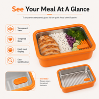 Conteneur en acier en gros, boîte à lunch personnalisée, boîte bento en verre anti-déversement, boîte à lunch en acier inoxydable