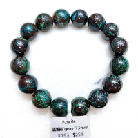 Bracelet extensible en perles rondes d'azurite et de malachite naturelles, bracelet de guérison en pierres précieuses polies pour un usage quotidien, cadeau en cristal pour hommes et femmes