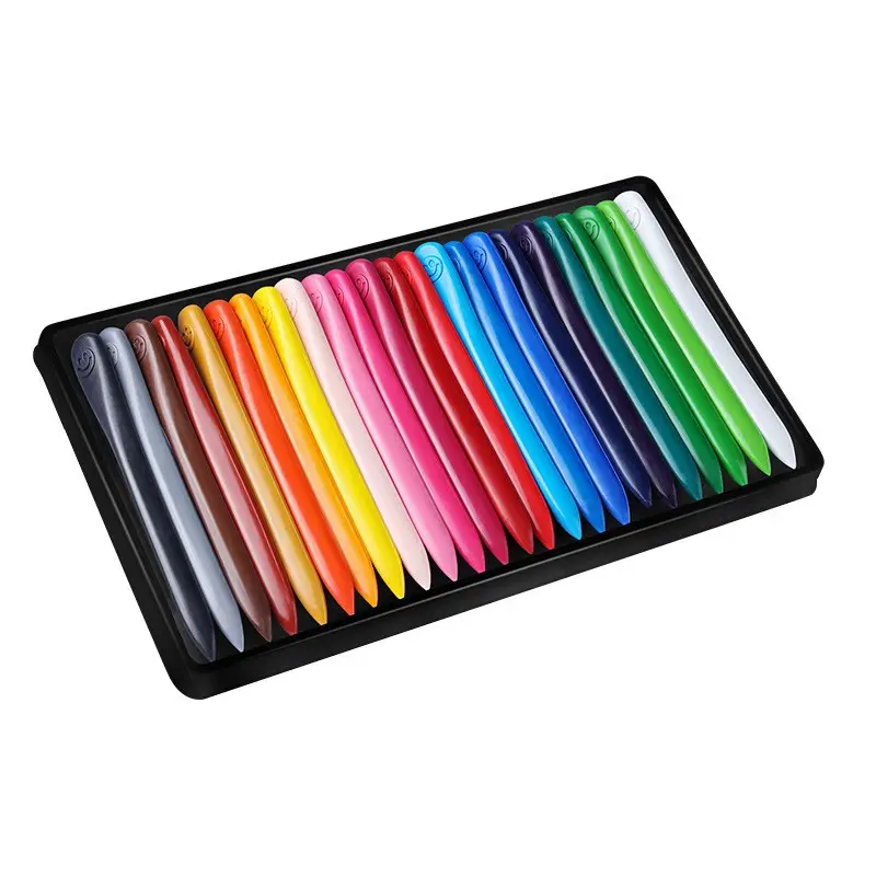 Crayon en plastique pour enfants, bâton de peinture à l'huile, sécurité, en triangle de la main pour les étudiants qui ne sèche pas, 24 couleurs, 1 pièce