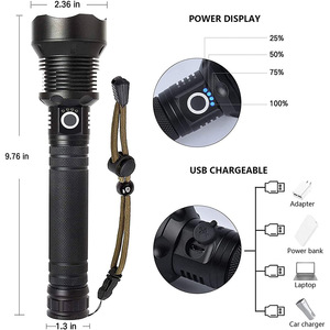 USB High-Power <strong>LED</strong> Tactical <strong>Torch</strong> for <strong>Self</strong> <strong>Defense</strong> 100000 High Lumens Aluminum Alloy Flashlight - Product Image 4