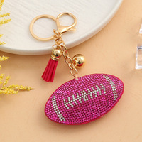 Cadeaux promotionnels : Porte-clés de rugby en strass avec pendentif pompon, diverses couleurs, cadeaux de football, accessoires de sac