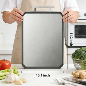 Tabla de Cortar de Doble Cara Fácil de Limpiar, Acero Inoxidable y Fibra de Trigo, Borde Antideslizante, 14 mm de Grosor, para Cocina Casera - Product Image 1