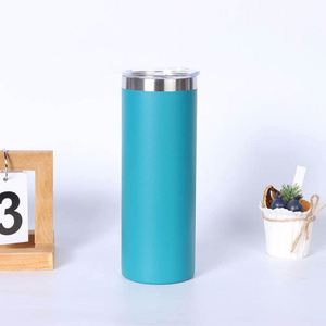 Sublimation Tumbler 20oz Stainless Steel Double Wall Insulated Blank Straight Skinny with <b>Metal</b> <b>Straw</b> Lid - Product Image 1