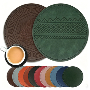 Sleek Blank <b>Coasters</b> <b>for</b> Customization PU Leather Laser Engraving <b>Drink</b> Mats with Modern Design - Product Image 1