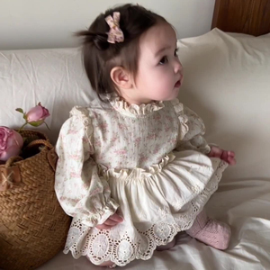 2025 nuova personalizzazione piccola manica lunga floreale vestito neonato bambino ragazze vestiti per 1-12 mesi ragazza - Product Image 2