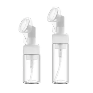 Garrafa de bomba de espuma de mousse com escova de silicone 100ml 150ml para cuidados pessoais limpador facial sabonete líquido reutilizável