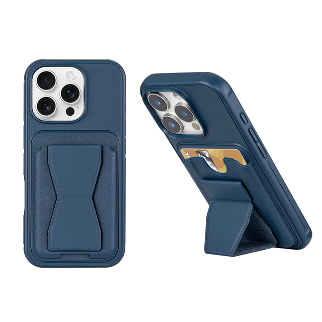 Multifunctional Foldable Stand Card Holder Wallet Cell Phone Cover Shockproof Finger Grip Mobile Phone Cases for Iphone16
