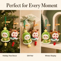 Cadeau de Noël personnalisé : Pendentif de voiture, Breloque de sac, Porte-clés, Jouets en peluche de fête, incluant des figurines en peluche à visage en vinyle de style dessin animé