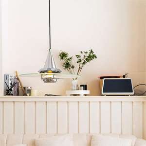 Bauhaus Nordic Glass Chandelier LED Adjustable Height for Modern Silver <b>Pendant</b> <b>Light</b> Dining Room/Bar - Product Image 2