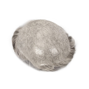 Sistema de Prótesis Capilar Masculina Indetectable para Zona Púbica, con Piel Súper Fina, Cabello Humano <span class=keywords><strong>Gris</strong></span> <span class=keywords><strong>Corto</strong></span>, Efecto Mirage, Venta al por Mayor - Product Image 4