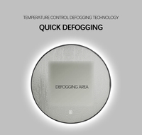 Miroir de salle de bain intelligent rond à LED avec cadre noir doré, anti-buée, interrupteur tactile, aluminium décoratif, gradation intelligente, miroir LED intelligent