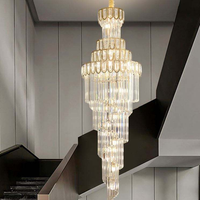 Lampe suspendue en cristal de luxe, style nordique, pour hall d'hôtel, décoration d'escalier, villa moderne, salon