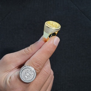 Pass Diamond Tester Hip Hop Jewelry Bling Luxury Solid 925 Silver Iced Out GRA VVS Moissanite Letter Initial B <span class=keywords><strong>Coin</strong></span> <span class=keywords><strong>Ring</strong></span> para hombres - Product Image 5