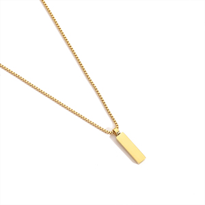 이만코 스테인리스 스틸 18K 금도금 쿠반 박스 체인 펜던트 목걸이 (남성용) - 기념일 선물 - Product Image 5