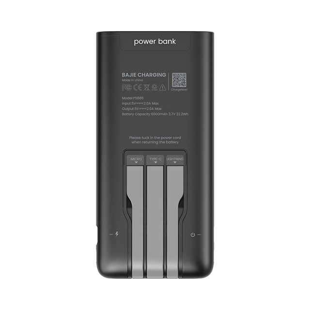 BaJie Share Portable Charger Mobile Power Bank 6000mah with 3 Usb Cable