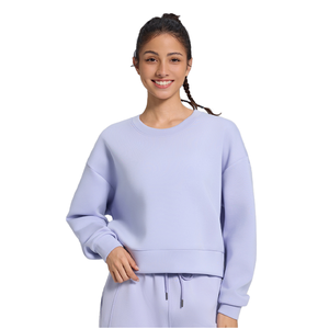 Women's Loose Fit Crew Neck Sweatshirt <b>Set</b> Solid Color Knitted Cotton Casual Autumn Wear Full Sleeve <b>Short</b> <b>Top</b> <b>and</b> Pants - Product Image 1