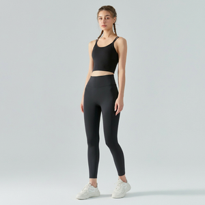 Wholesale Women Double Thin Strap Cross <b>Back</b> Yoga Crop Tanks Stretch Padded Athletic Sports Bras <b>Low</b> Support Pilates Activewear - Product Image 4