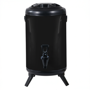Serveur de boissons en acier inoxydable noir 8L, conteneur thermique isolé pour boissons chaudes et froides, distributeur de qualité commerciale - Product Image 1
