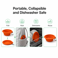 Bol pliable en silicone portable de 600 ml pour chiens et chats, avec bord large et base stable, pour nourriture et eau, idéal pour les voyages en plein air et le camping