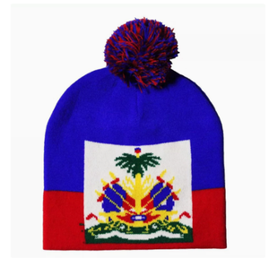 Bonnet tricoté drapeau d'Haïti pour <span class=keywords><strong>femme</strong></span> – Doux, extensible, chaud pour l'hiver – Personnalisable, vente en gros, <span class=keywords><strong>pas</strong></span> <span class=keywords><strong>cher</strong></span> - Product Image 1