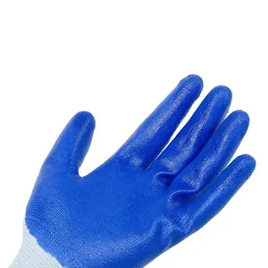 Gants durables en nitrile bleu gants de travail de protection respirants industriels hommes gants de sécurité en nylon confortables résistants à l'usure