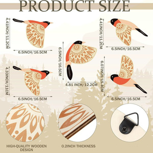 5 חתיכות עץ ציפור מעופפת קישוט קיר חובבי ציפורים תליון אמנות ביתית - Product Image 3