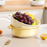 Passoire de cuisine double couche transparente en plastique, grande capacité, pour fruits et légumes, style luxe léger