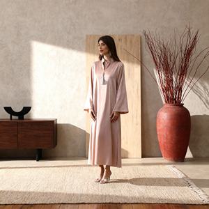 Abaya de luxe personnalisée avec franges en strass thermocollants en polyester pour femmes musulmanes, robe de soirée - Product Image 4