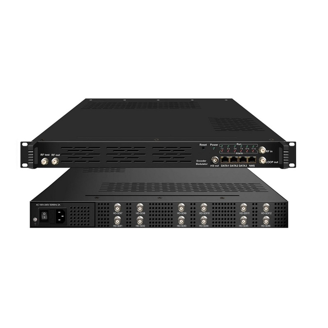 12 Input HD-SDI to DVB-C/DVB-T/ISDB-T Modulator Built-in H.264/MPEG2 Encoder Option 16/8/6 Carriers Support AC3 Audio
