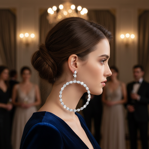 Pendientes colgantes con diseño de aro grande de piedra CZ en forma de pera, joyería fina turca al por mayor de Plata de Ley 925 para mujer - Product Image 3