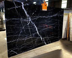 최고급 네로 마르퀴나 대리석 슬래브 천연 블랙 대리석 모던 호텔 디자인용 광택 대형 슬래브 벽 장식 카운터탑 - Product Image 2