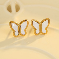 Ensemble de bijoux Ada : collier, bracelet et boucles d'oreilles, plaqué or 18 k, acier inoxydable, bague papillon en coquille pour femmes