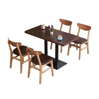 Meubles de café vintage, table et chaises de restaurant en bois massif, ensemble de table à manger 2 places, 4 places