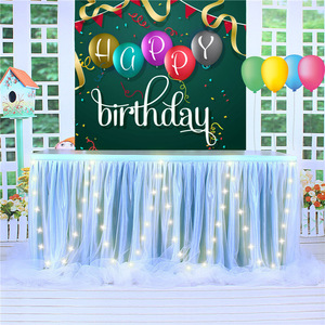 Housse <span class=keywords><strong>de</strong></span> <span class=keywords><strong>table</strong></span> rotative jetable <span class=keywords><strong>de</strong></span> luxe en gros avec LED, en tulle tutu <span class=keywords><strong>blanc</strong></span> et mousseline, pour décoration <span class=keywords><strong>de</strong></span> mariage - Product Image 3